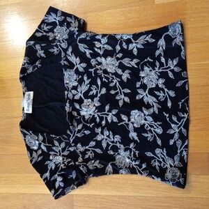 Ronni Nicole Ouida Sparkly Bling Shiny Delicate Floral Women's Shirt, Small